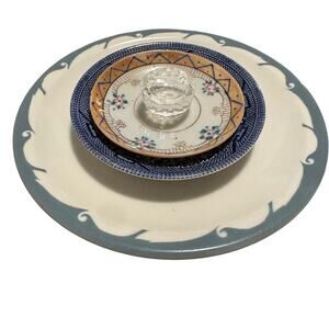 Upcycled Tiered Vntg China Jewelry Dish Trinket Tray Jackson China Blue Willow